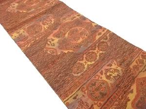 本場筑前博多壺に抽象草花模様織出し名古屋帯